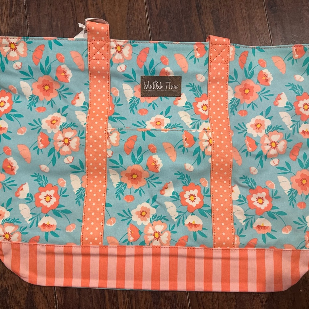 Matilda Jane Coral & Aqua Floral Tote (Trunk Keeper Exclusive, BTS 2021 season)